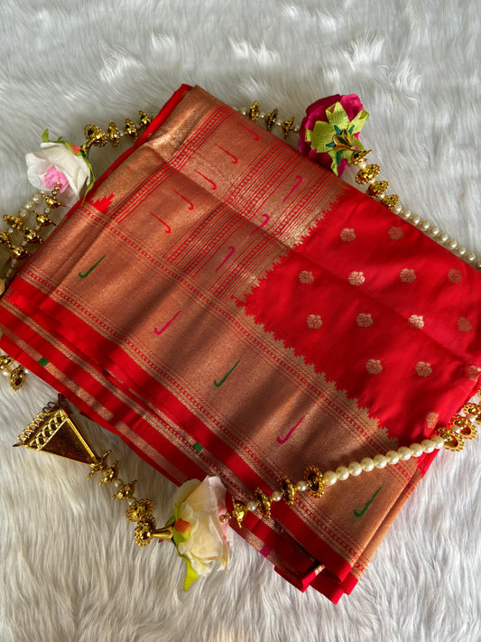 Red Paithani Silk Saree