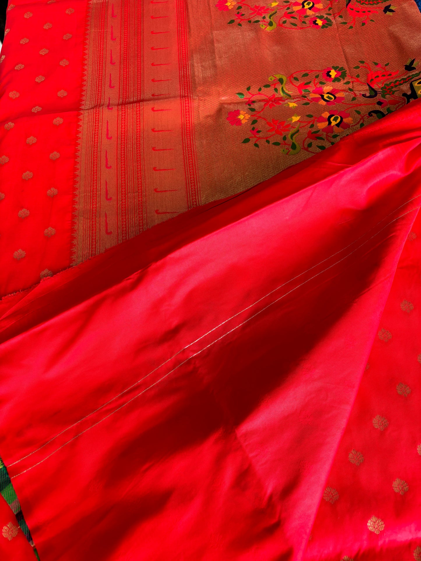 Red Paithani Silk Saree