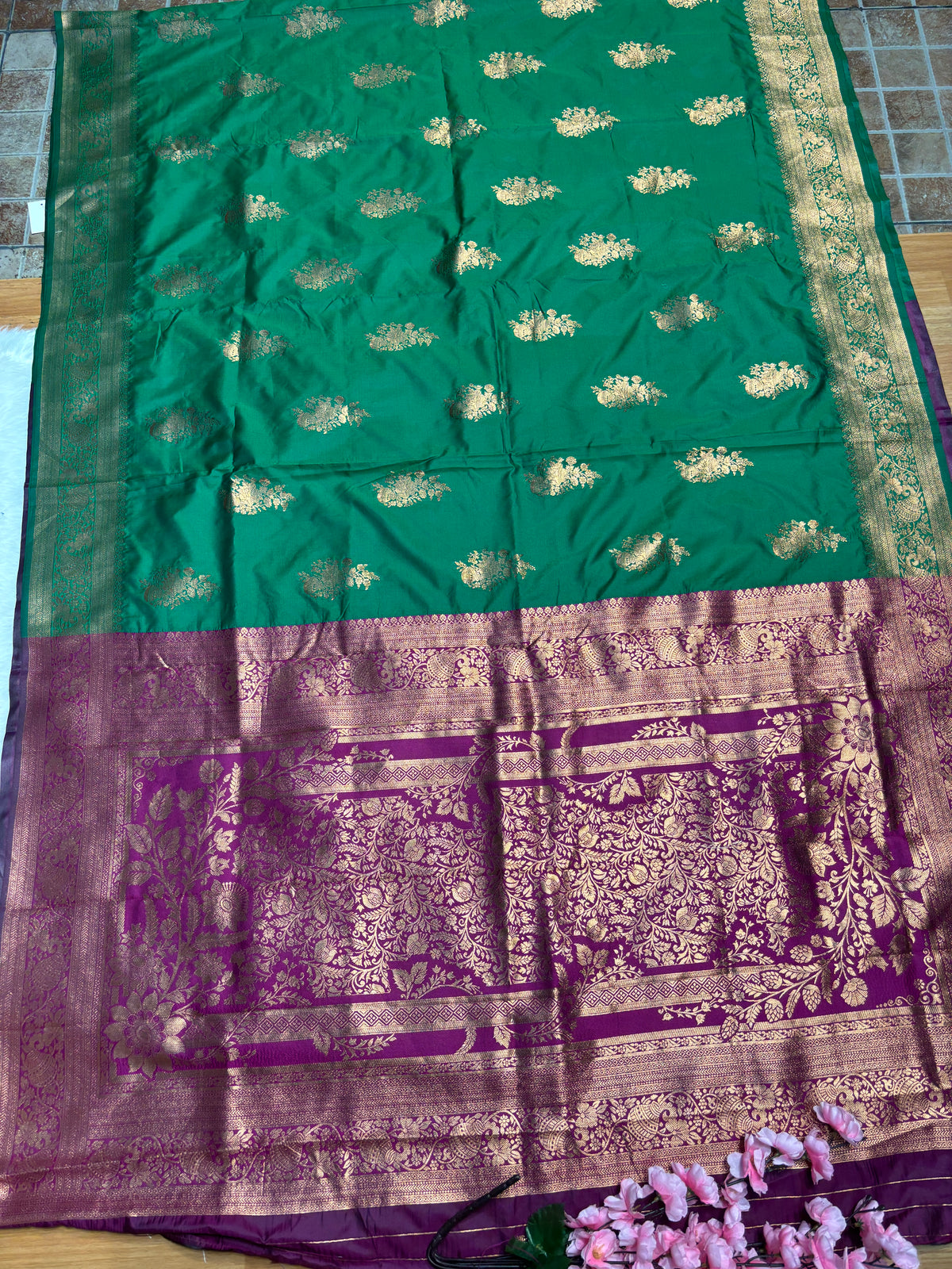 Green Soft Banarasi Silk Saree
