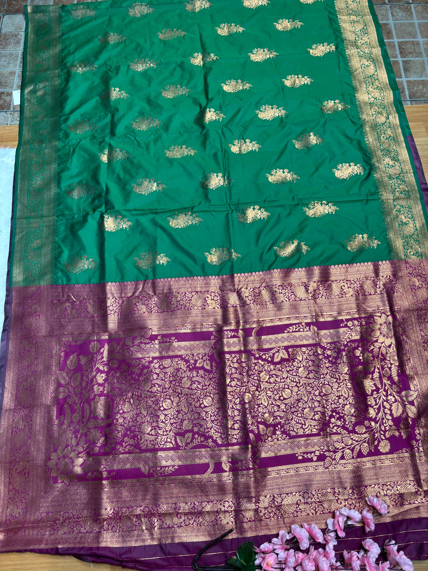 Green Soft Banarasi Silk Saree