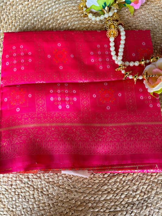 Rani Pink  Bhandani Saree