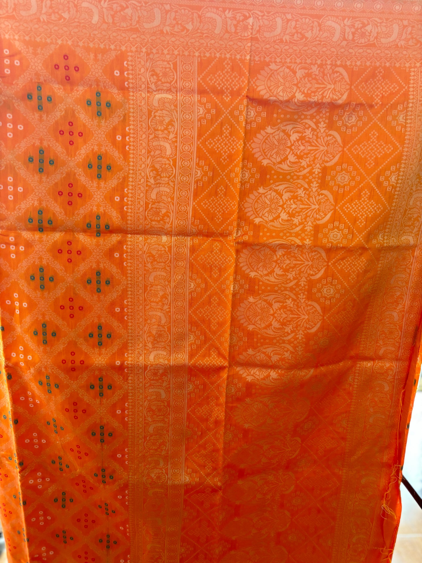 Yellow Bhandani Silk Saree