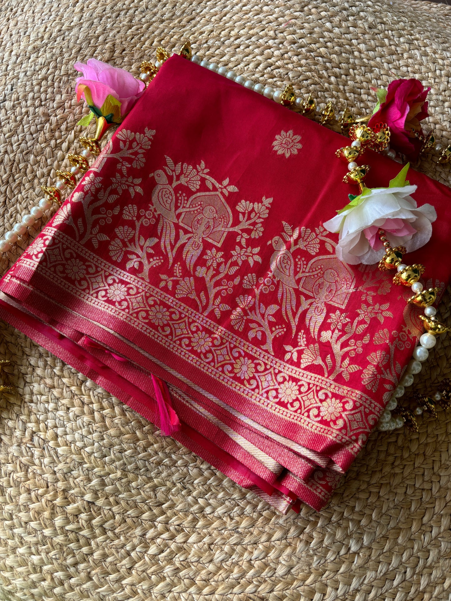 Red Parrot Saree