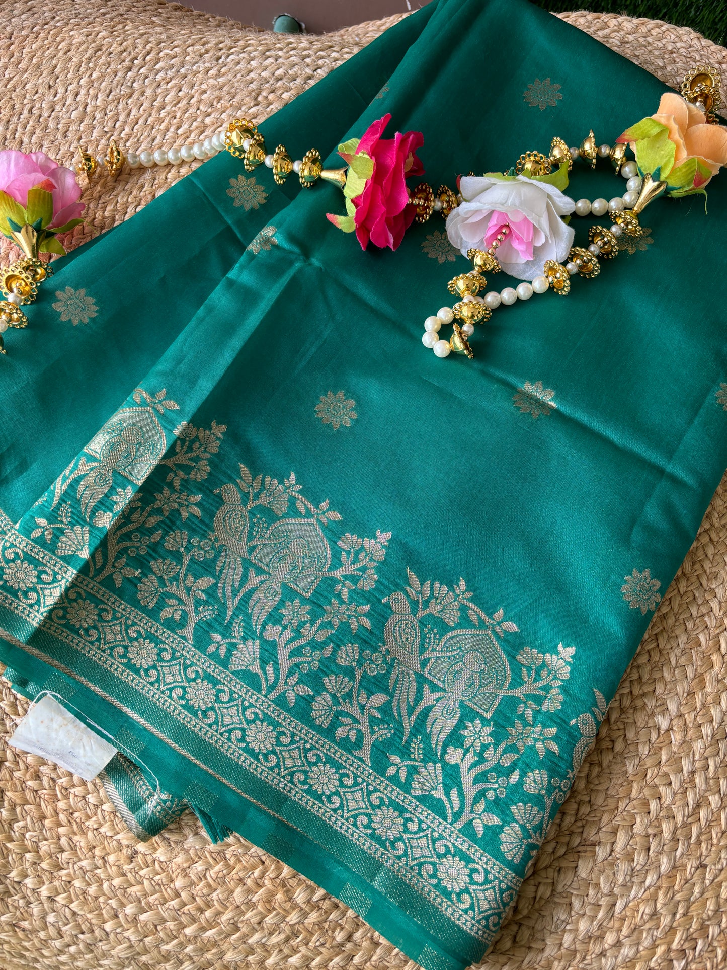 Rama Green Parrot Silk Saree