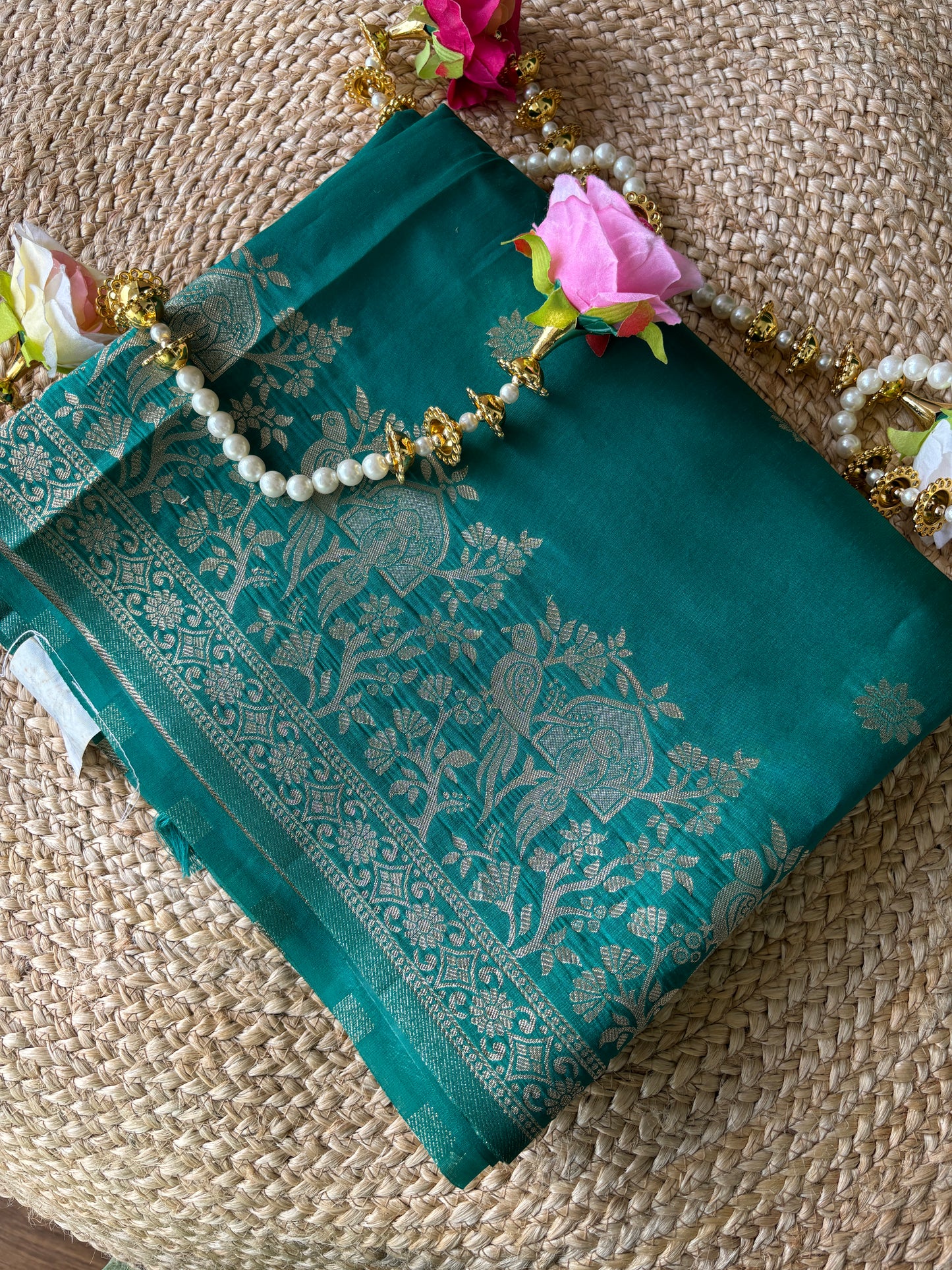 Rama Green Parrot Silk Saree