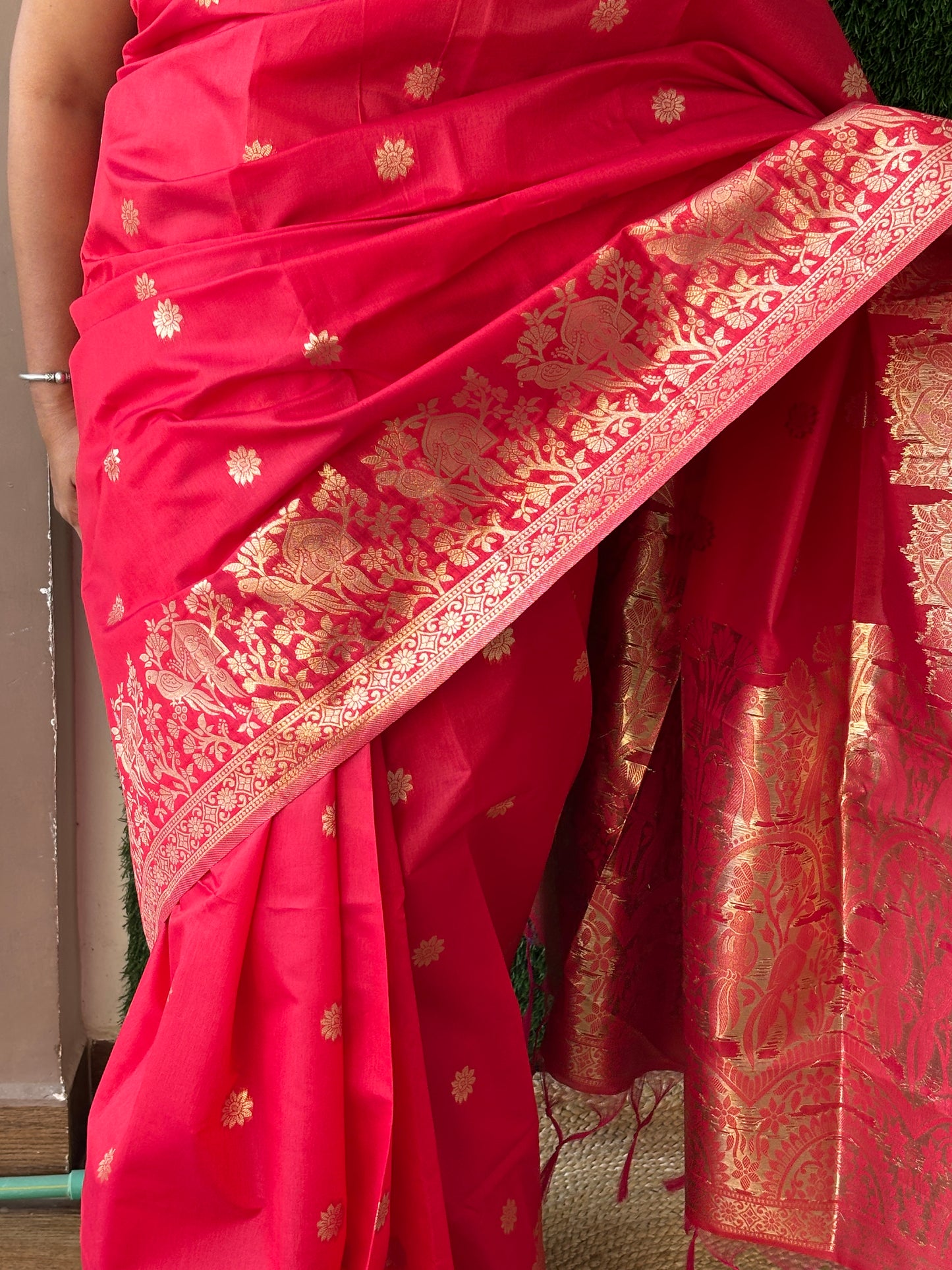 Red Parrot Saree