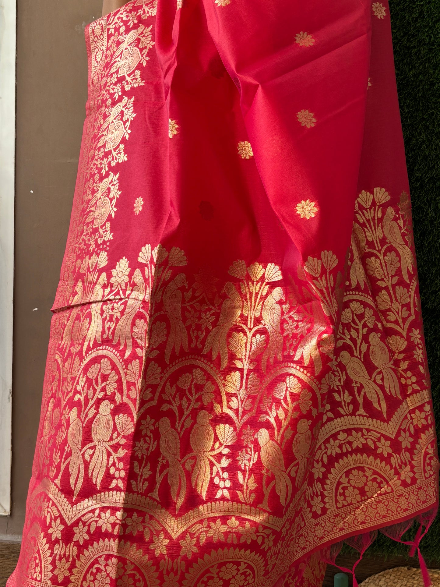 Red Parrot Saree