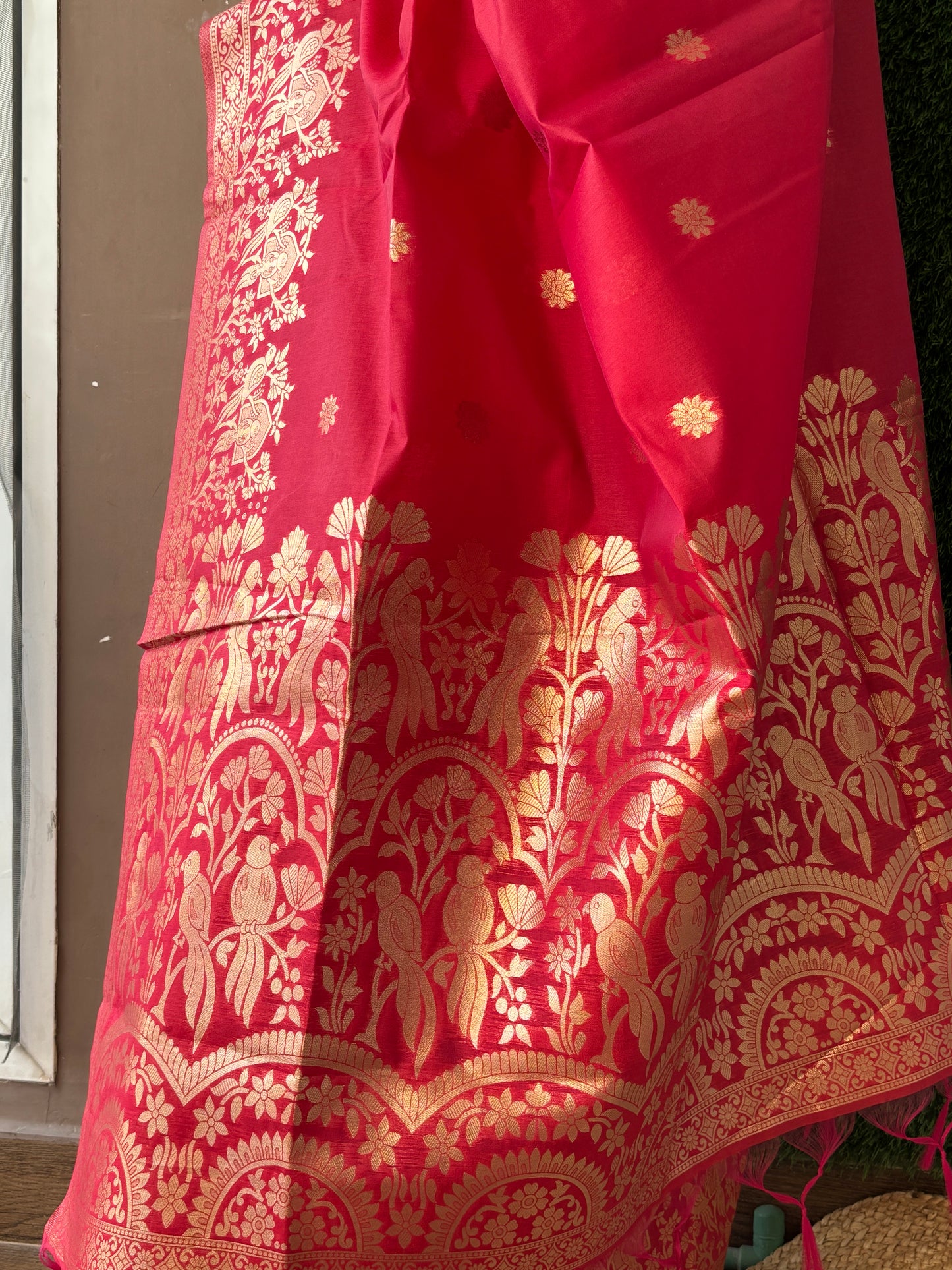 Red Parrot Saree