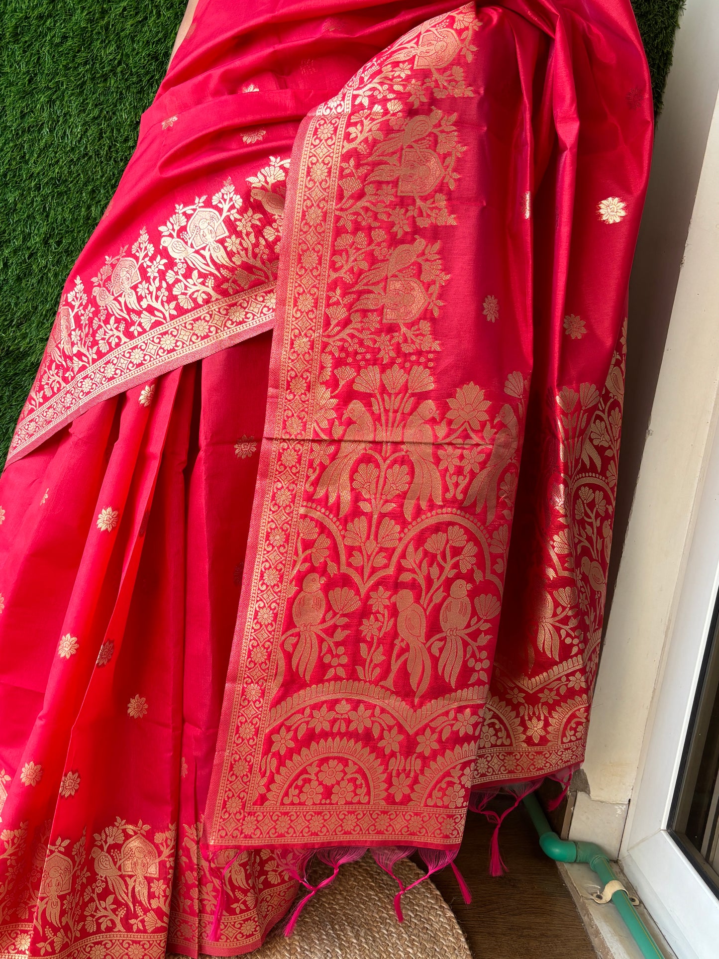 Red Parrot Saree