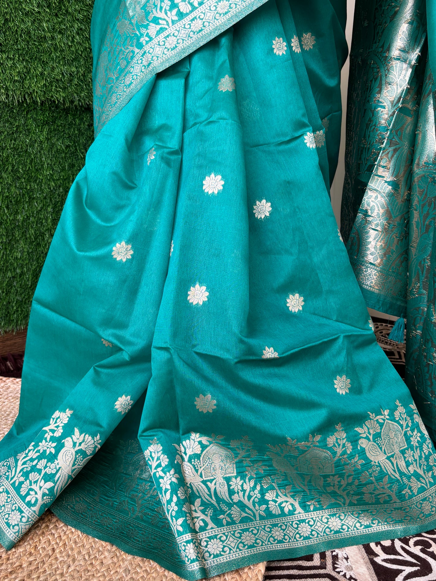 Rama Green Parrot Silk Saree