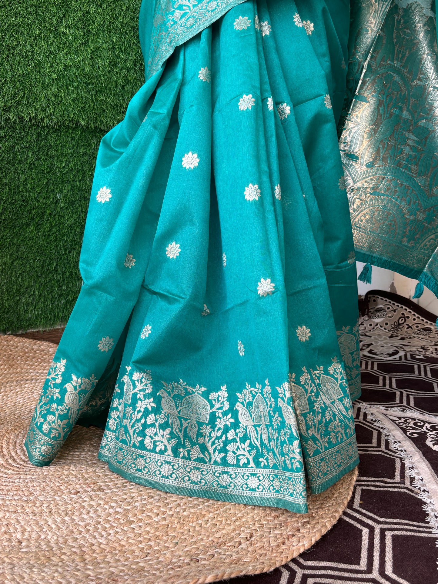 Rama Green Parrot Silk Saree