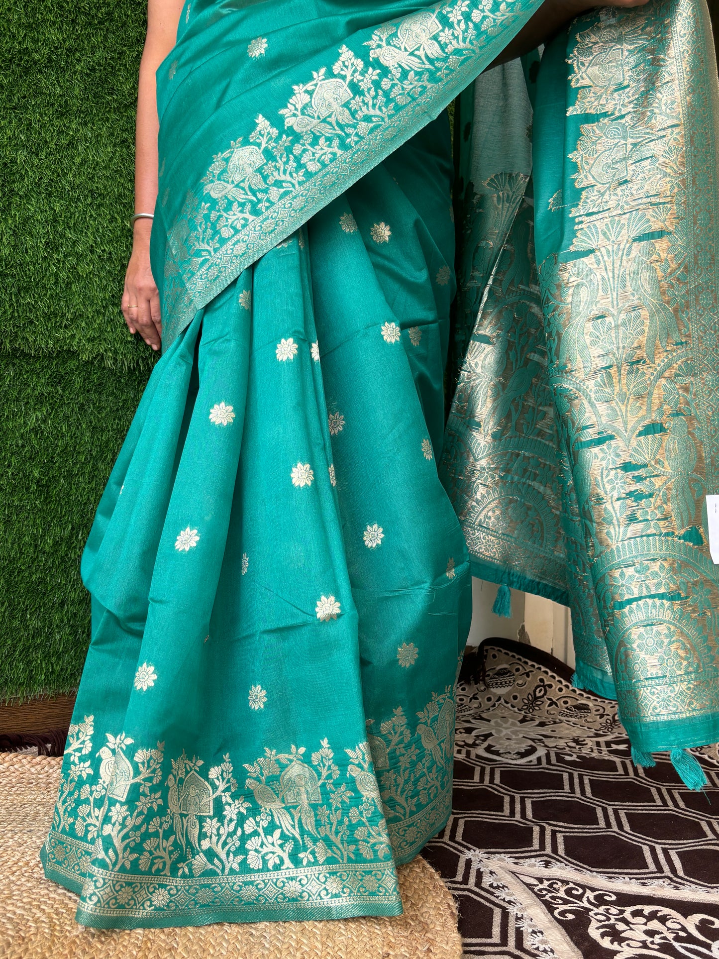 Rama Green Parrot Silk Saree