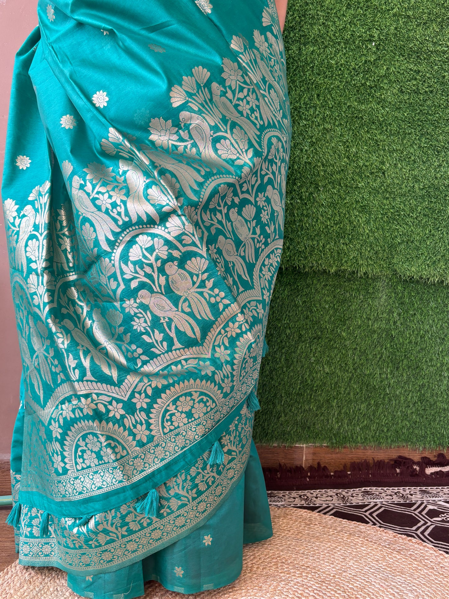 Rama Green Parrot Silk Saree