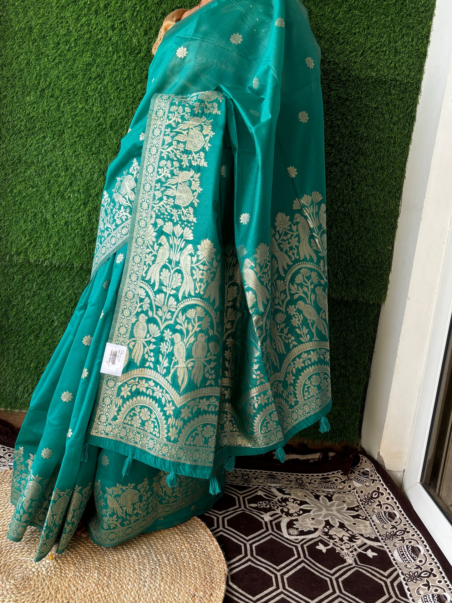 Rama Green Parrot Silk Saree