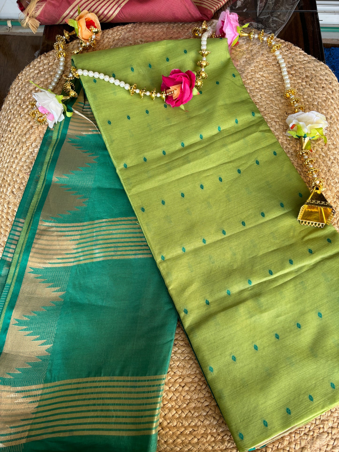 Parrot green Diya saree