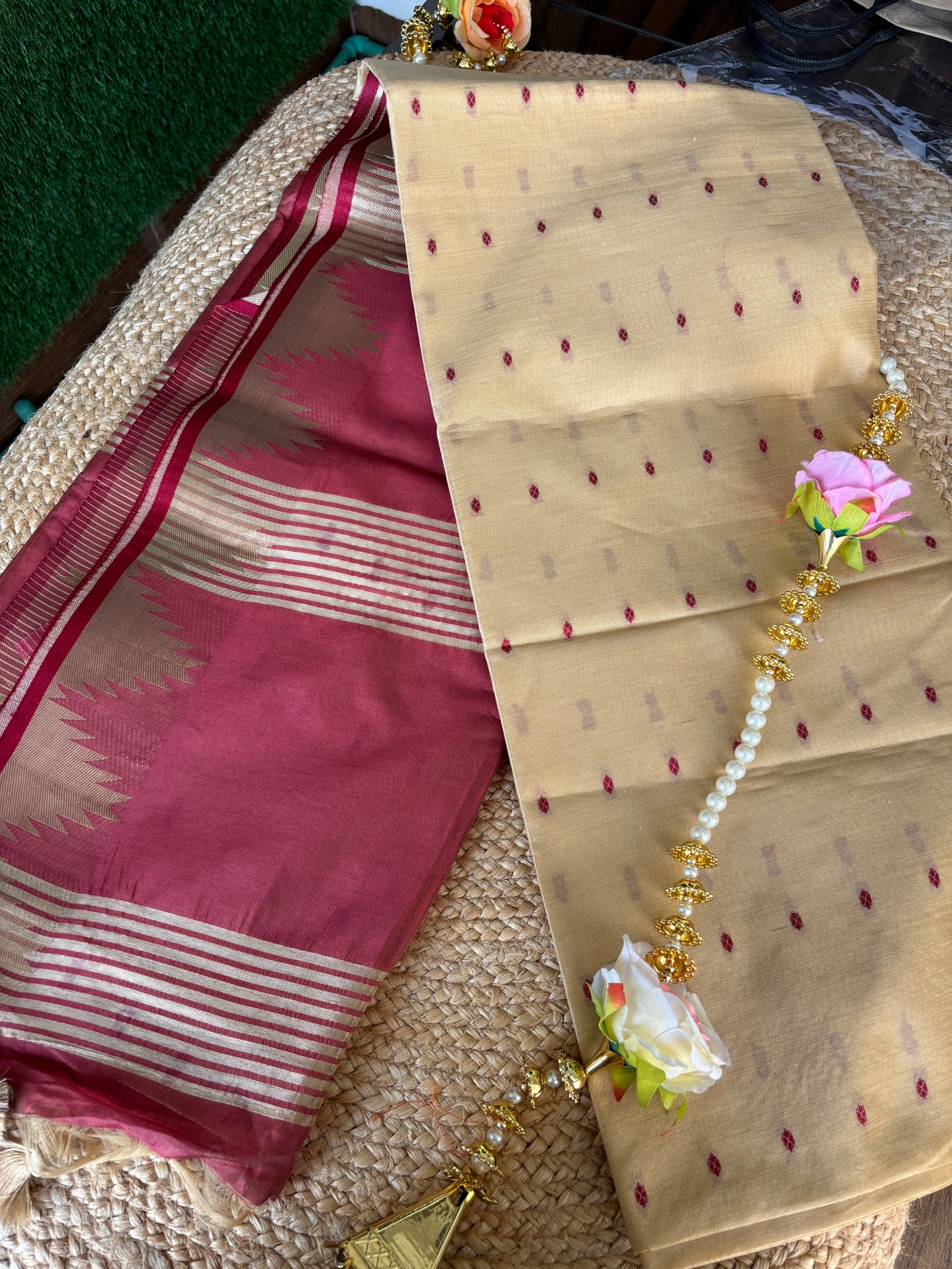 Cream Diya  Saree