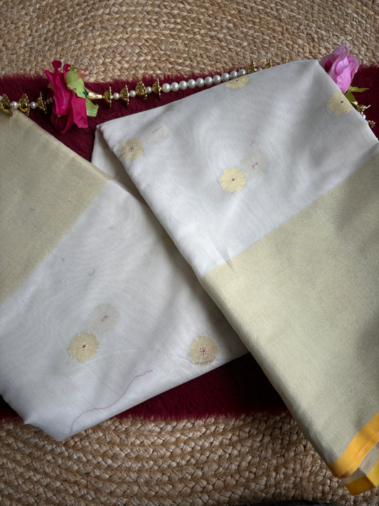 Neeta Sindo Off-White Cotton Silk Saree