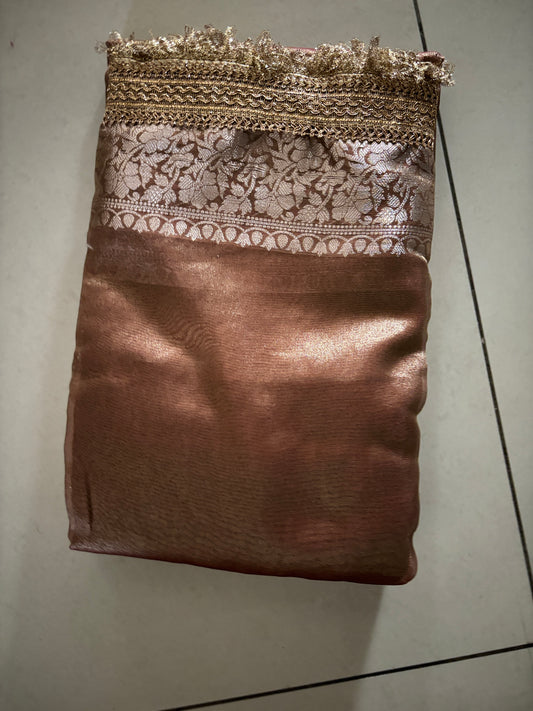 Brown Tissue Silk Saree