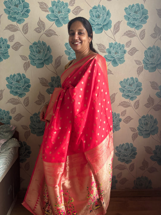 Red Paithani Silk Saree