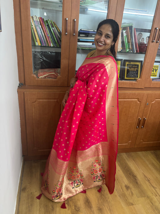 Rani Pink Paithani Silk Saree