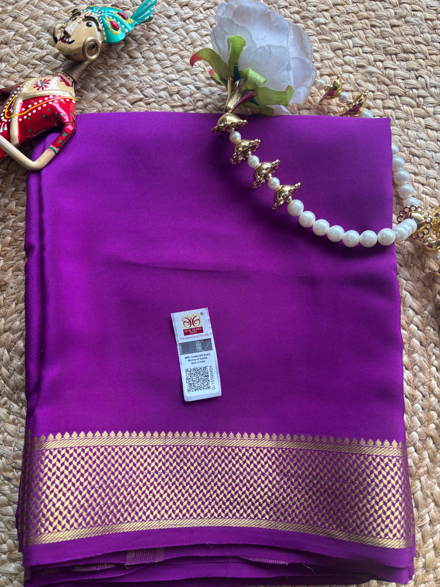 Pure Mysore Silk LIC Golden Border Saree