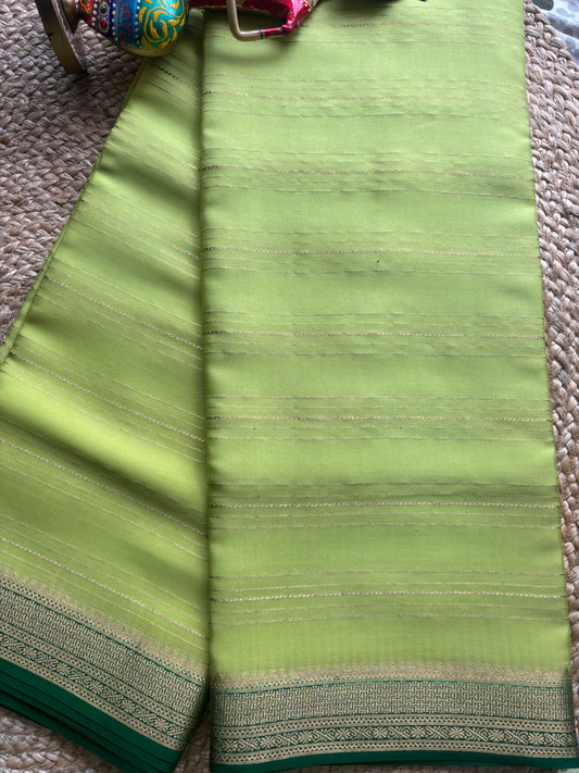 Pure Mysore Silk four line green