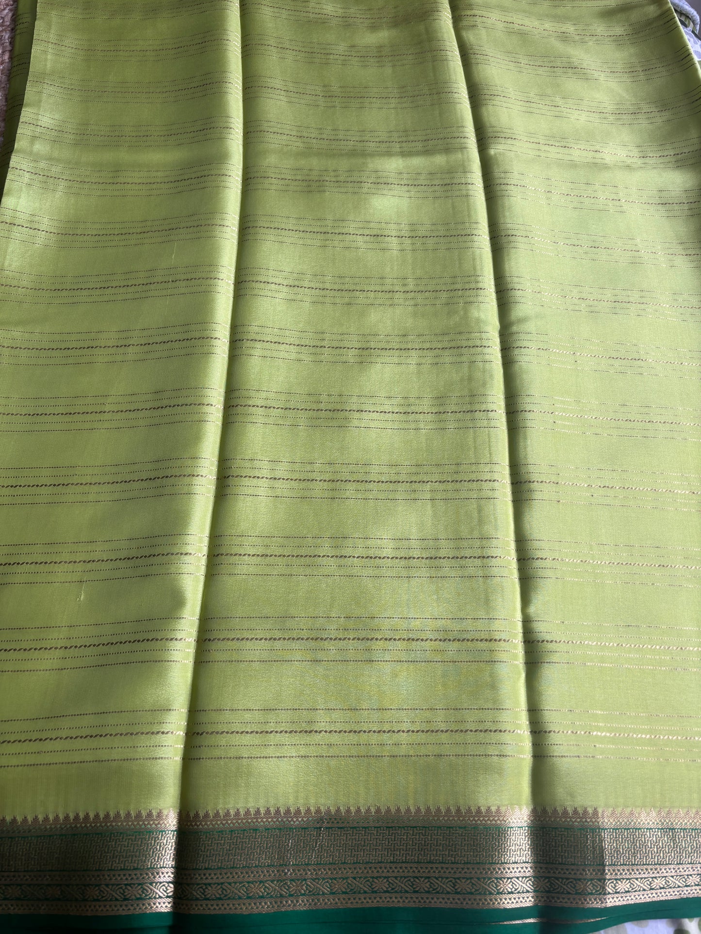 Pure Mysore Silk four line green