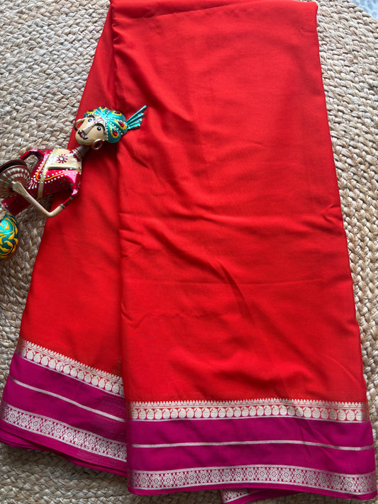 Pure Mysore Silk Mango Butta Border Saree