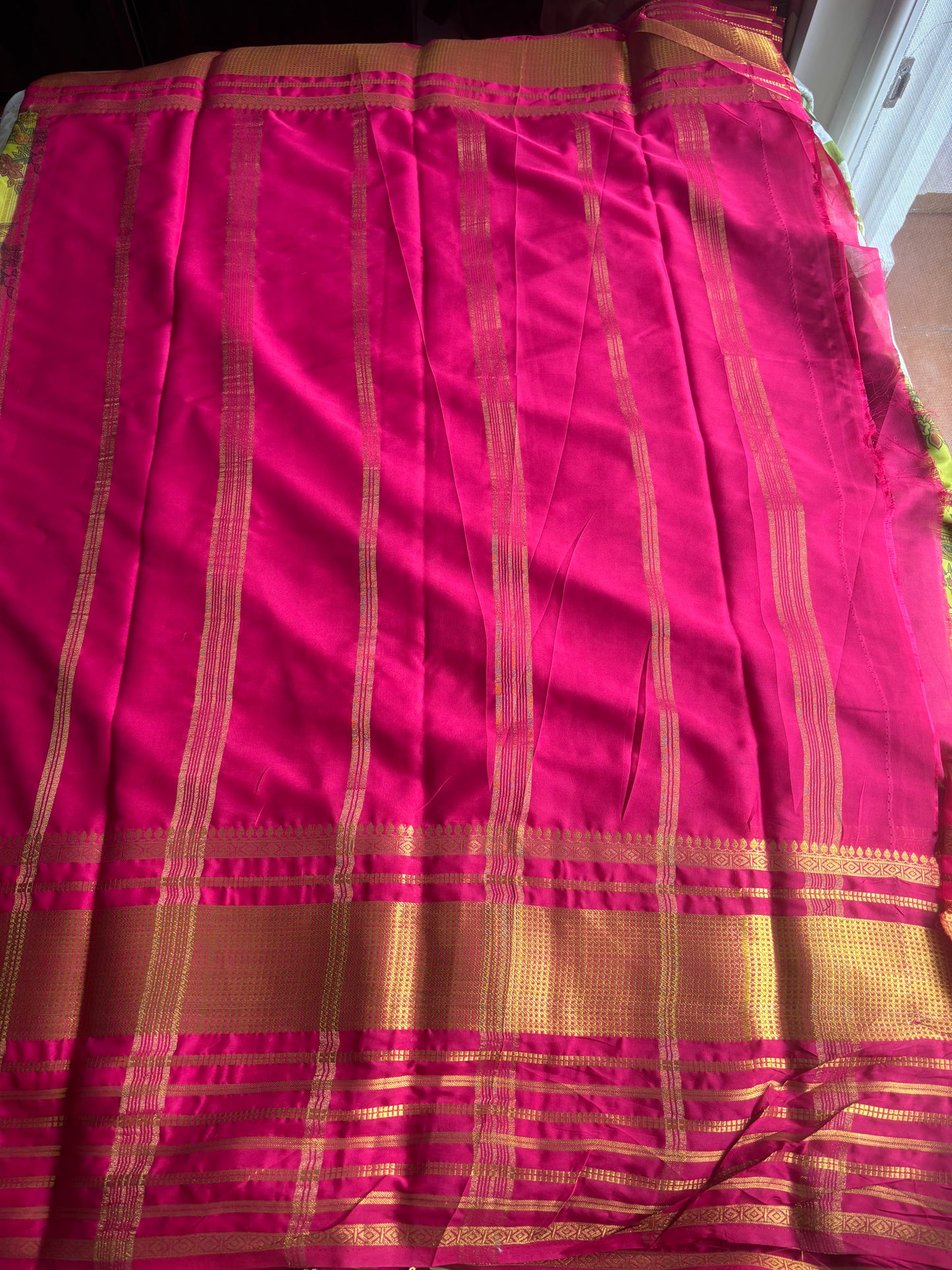 Semi Crepe Printed Green Saree