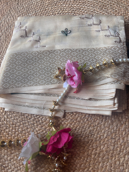 Cream Soft Dola Silk Saree(47)