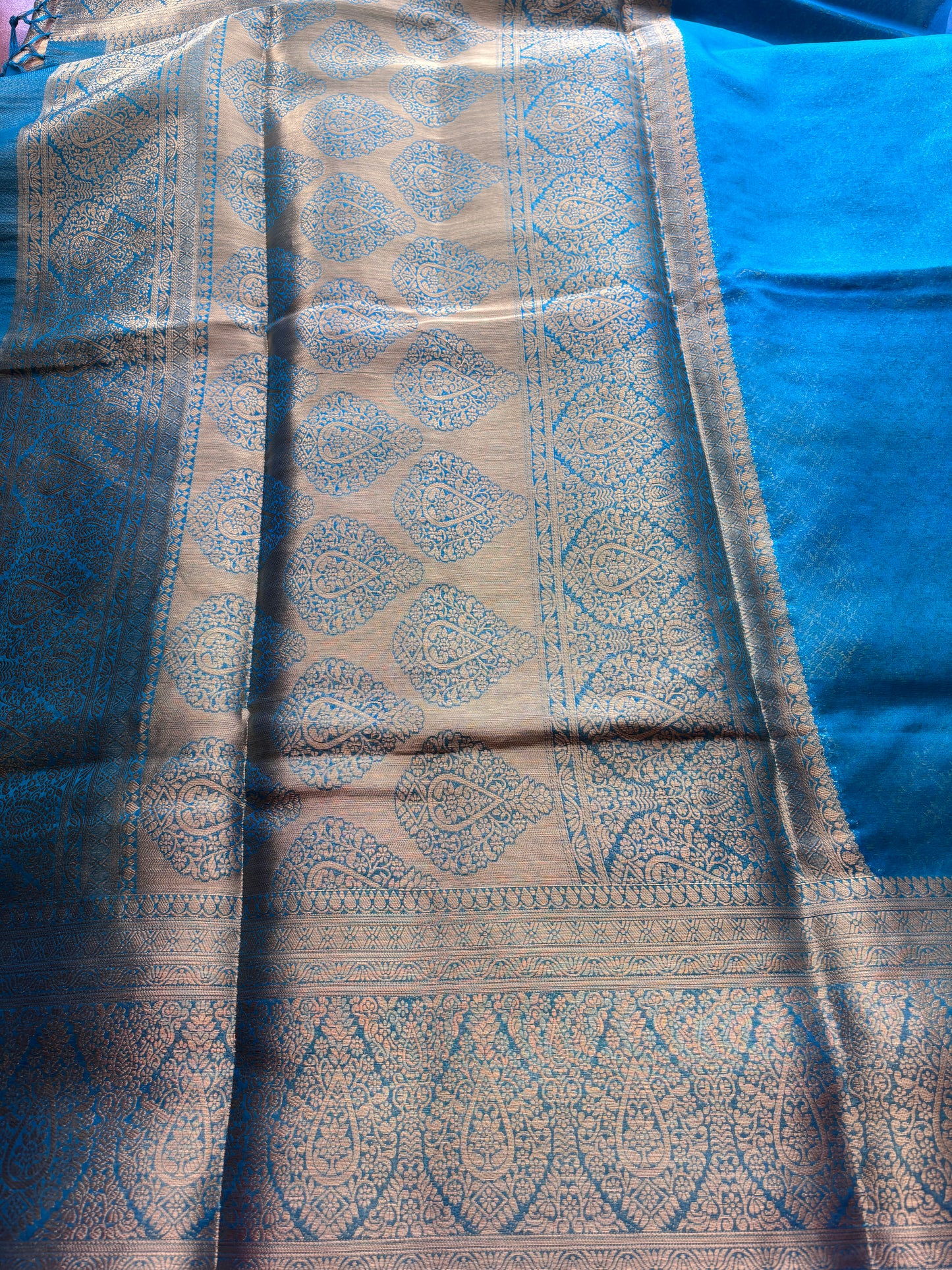 Saffair Rama Green Plain Silk Organza Saree