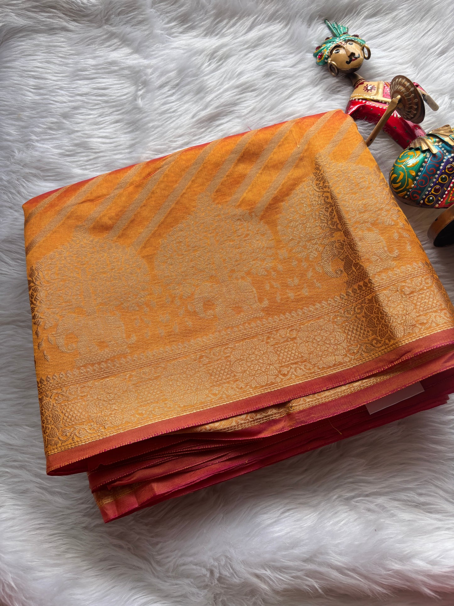 Yellow Lehariya Silk Saree