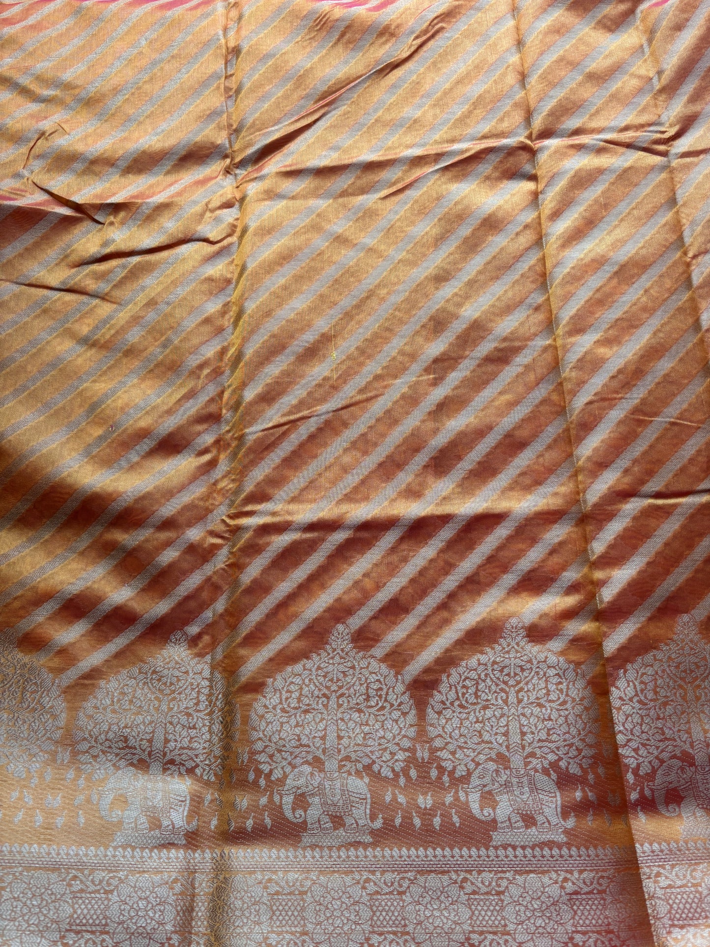 Yellow Lehariya Silk Saree