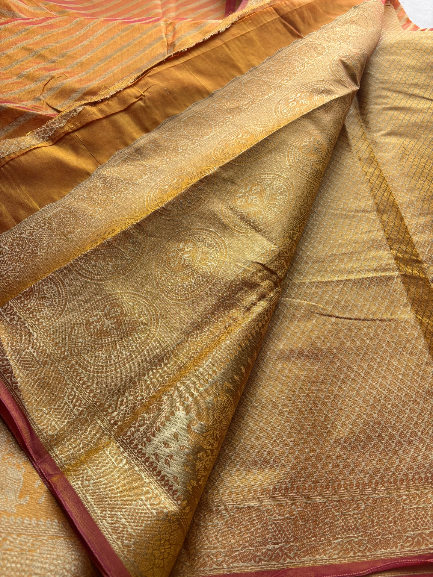 Yellow Lehariya Silk Saree