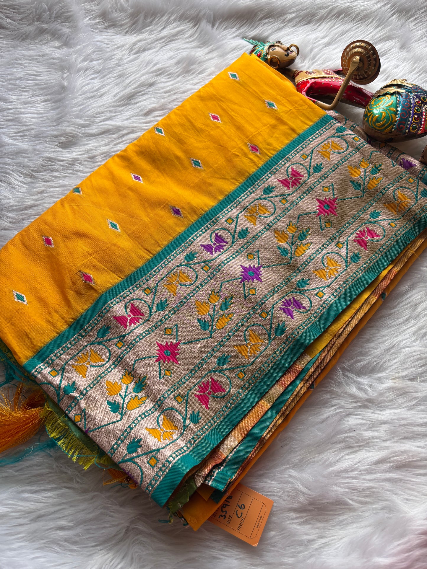 Yellow Paithani Design Silk Saree