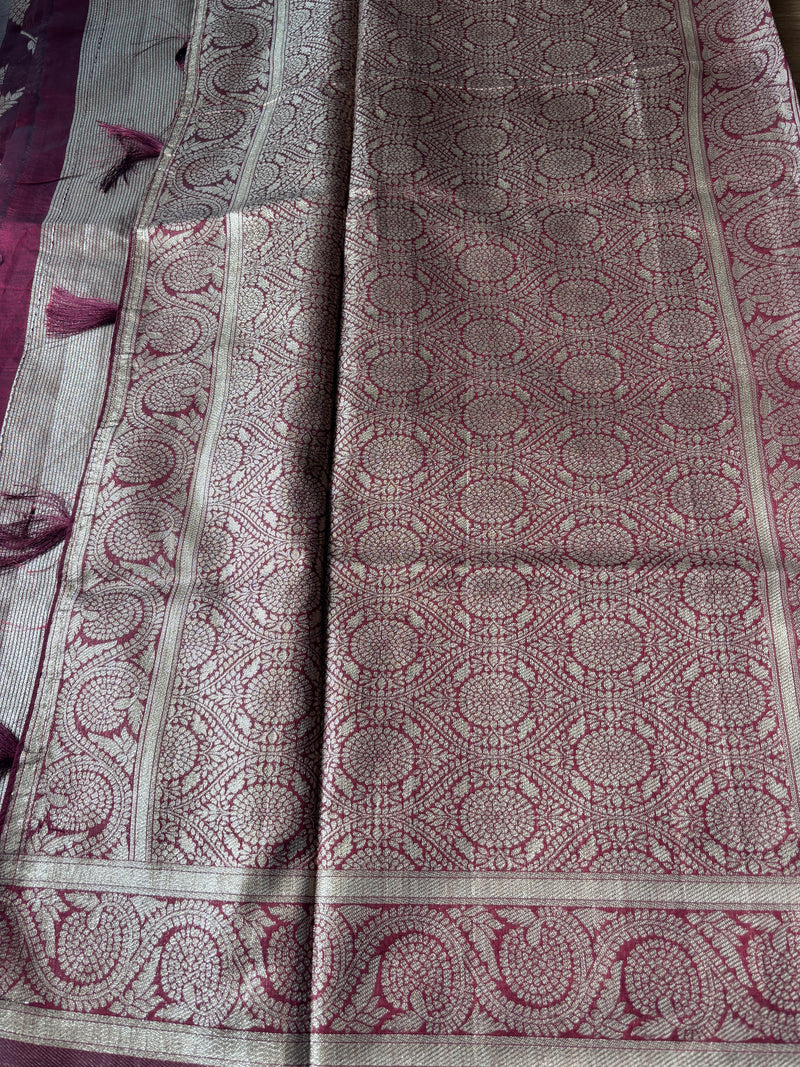 Maroon Organza Silk Saree