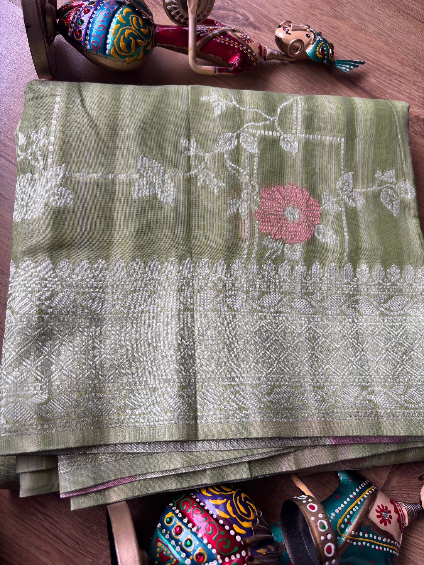 Pista Green Silk Saree
