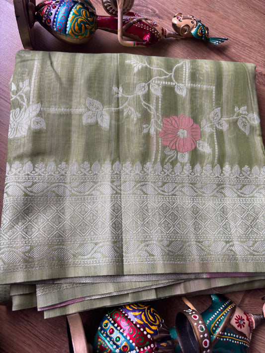 Pista Green Silk Saree