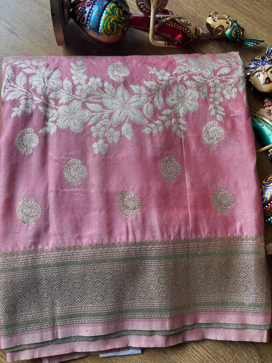 Baby Pink Banarasi Silk Saree(38)