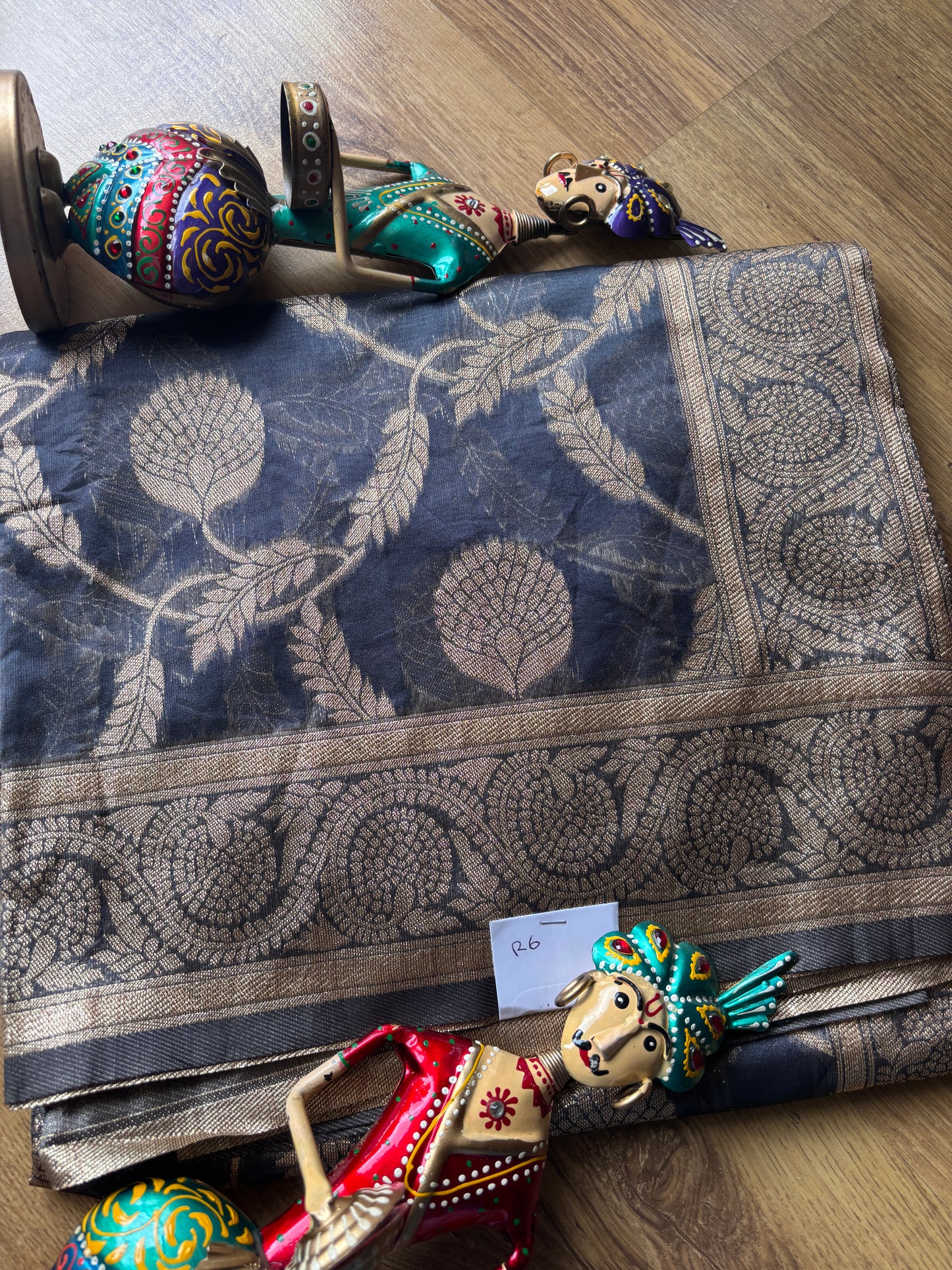 Grey Organza Silk Saree