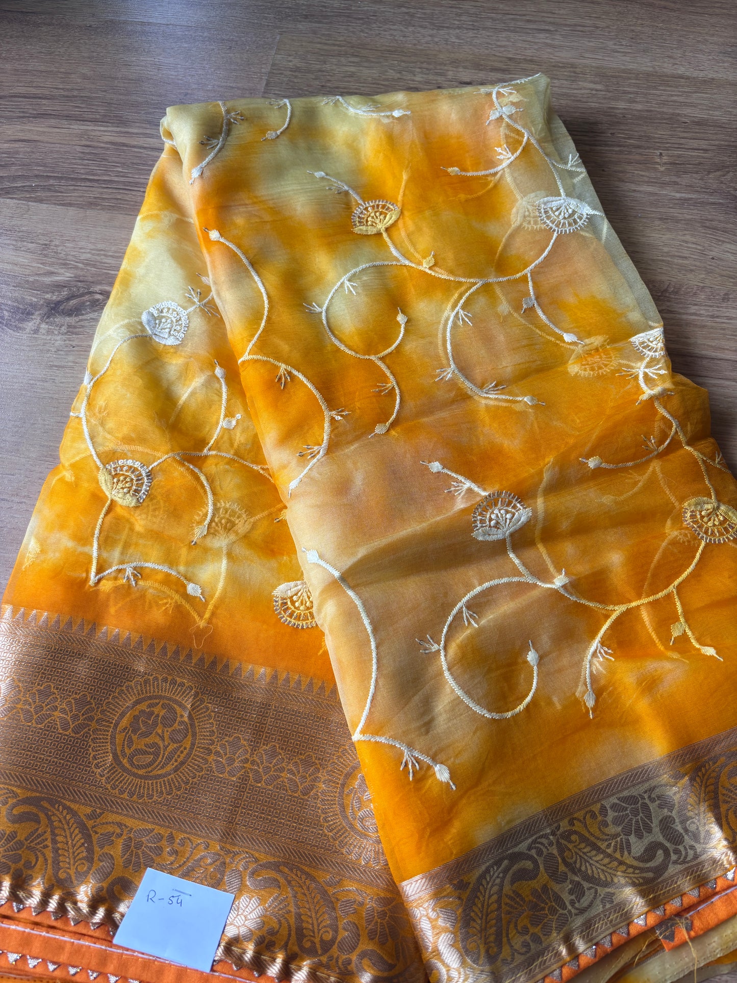 Yellow Organza Silk Saree