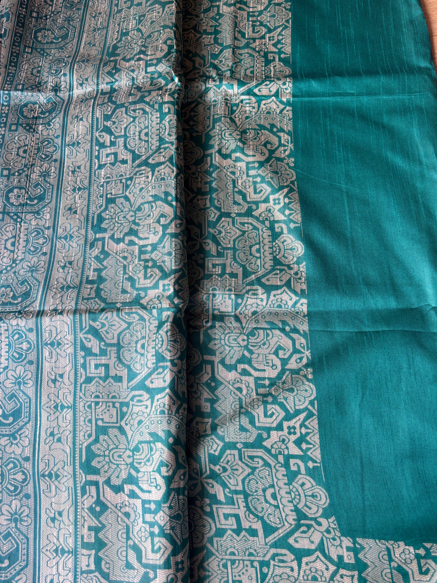 Dark Green Tussar Silk Saree