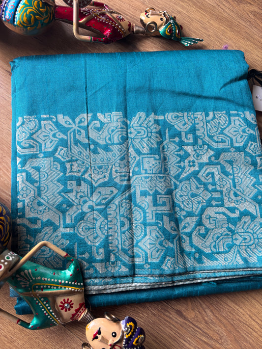 Rama Green Tussar Silk Saree