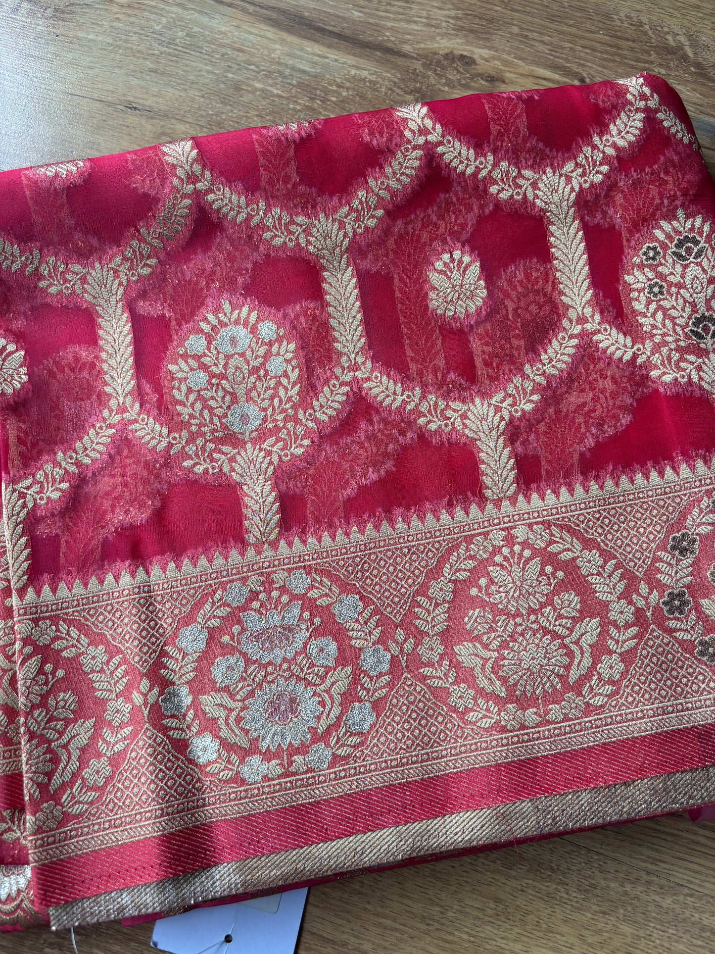 Strawberry Organza Silk Saree