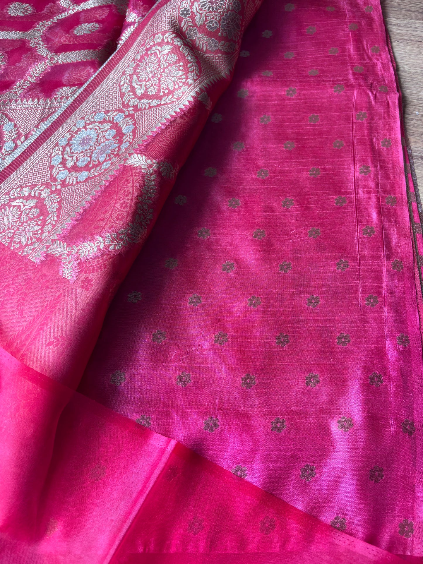 Strawberry Organza Silk Saree