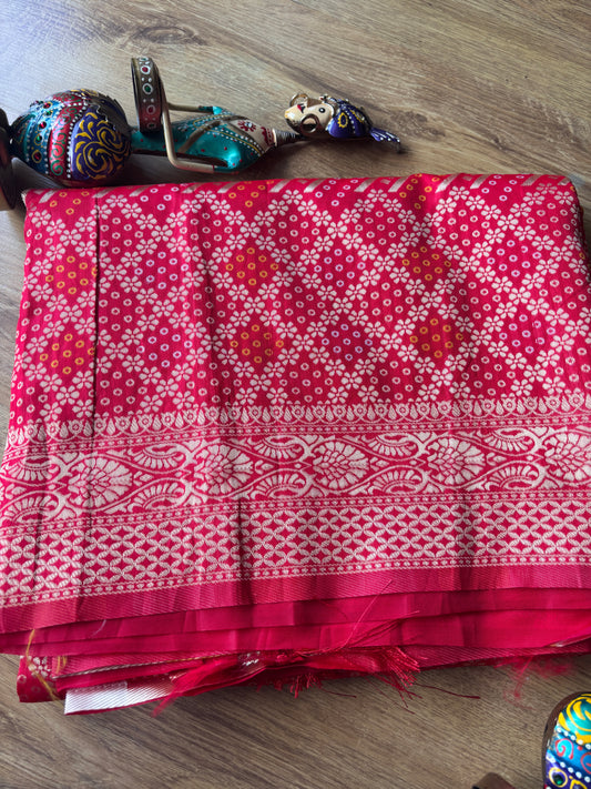 Red Bhandini Silk Saree