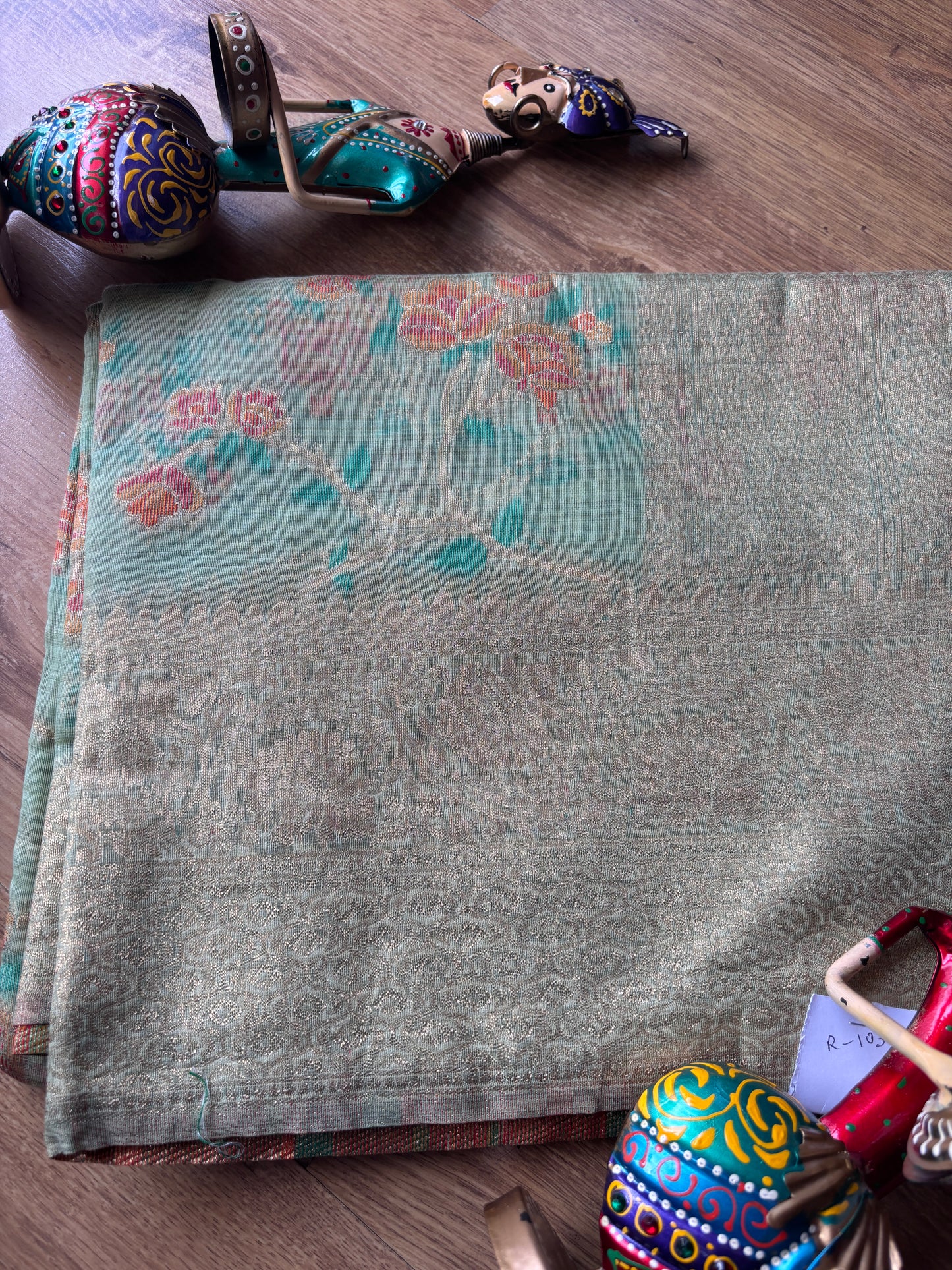Pista Green Cotton Silk Saree(1030