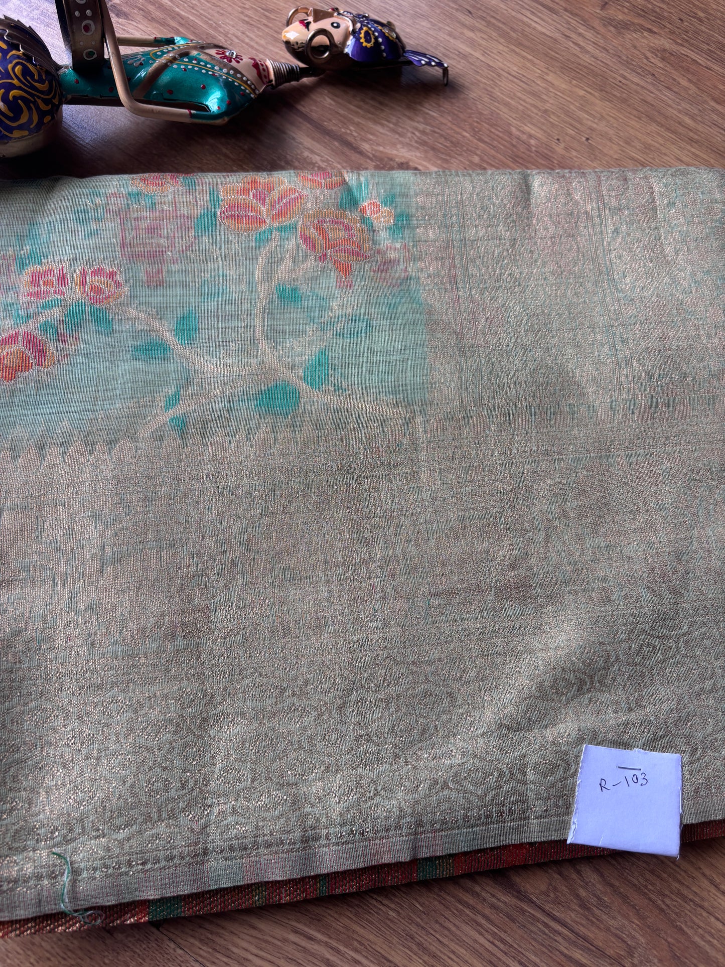 Pista Green Cotton Silk Saree(1030