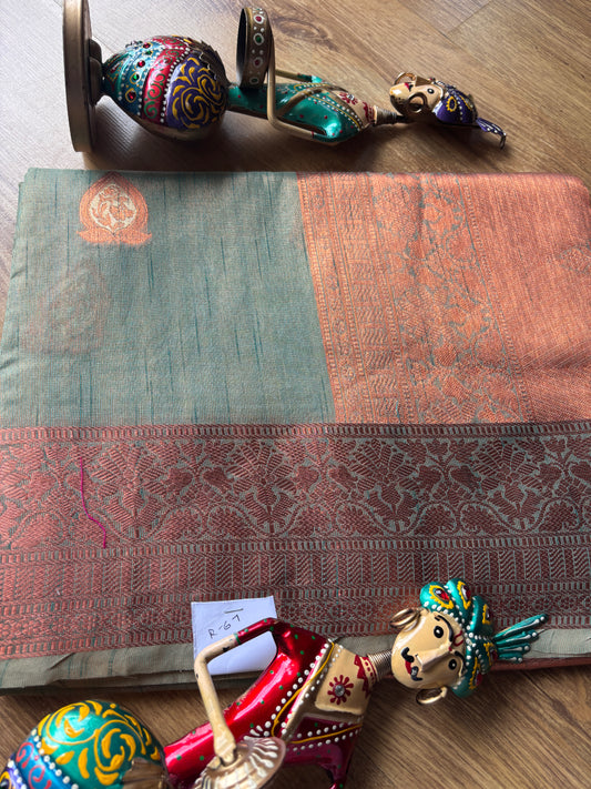 Pista Green Cotton shimmery Silk Saree(67)