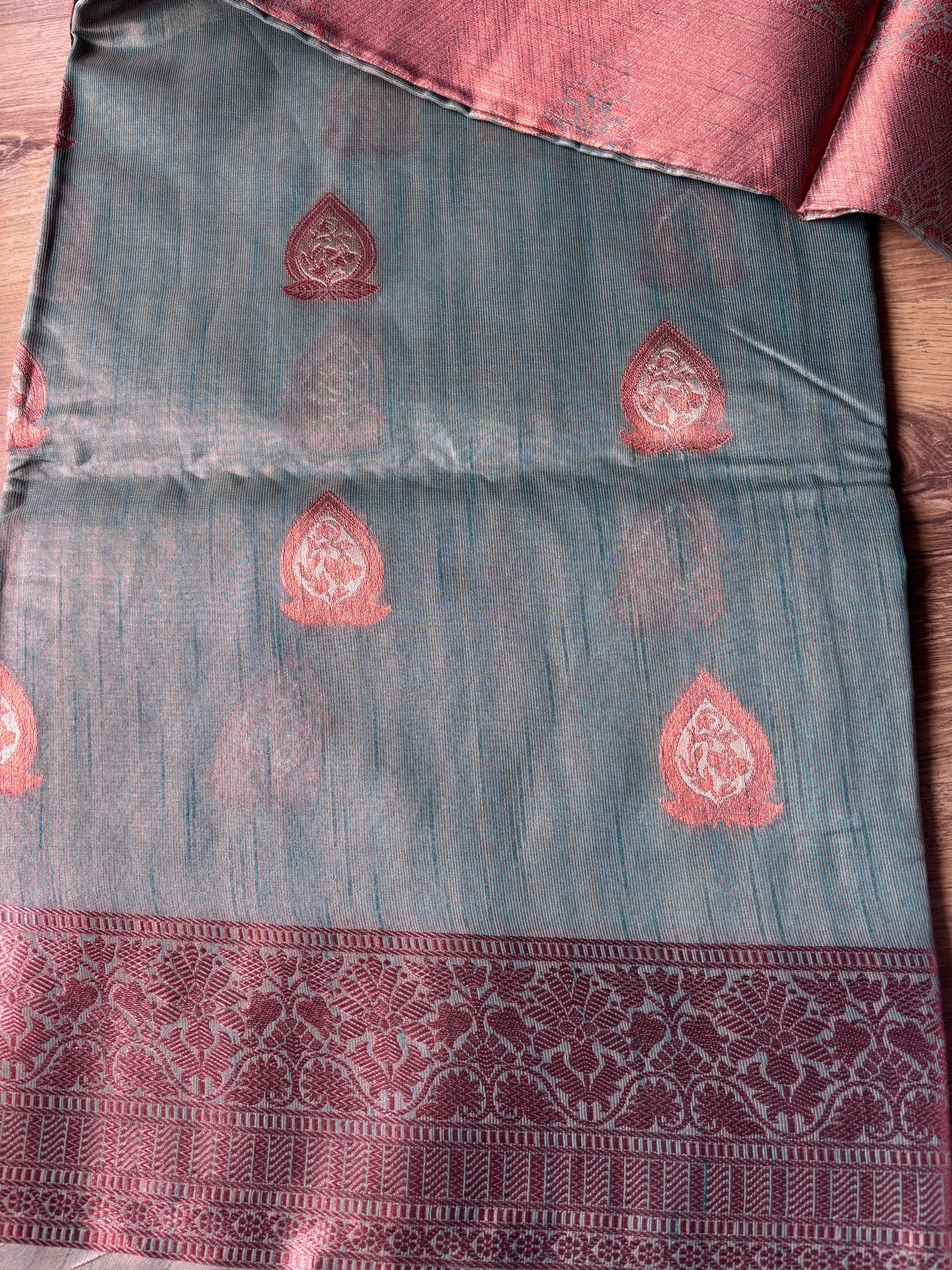 Pista Green Cotton shimmery Silk Saree(67)